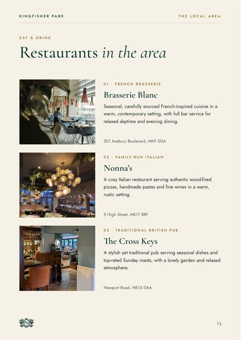 Kingfisher Park guest guide: Restaurants in the area
