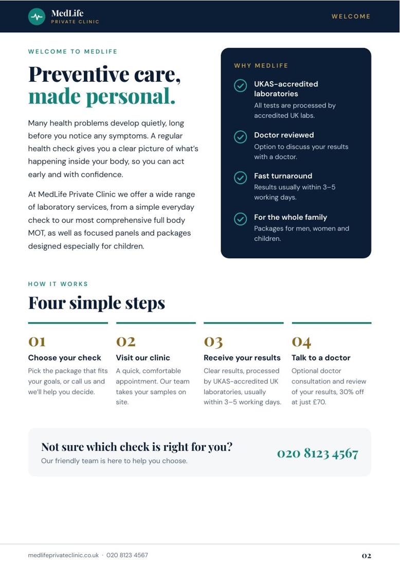 MedLife Private Clinic: Welcome and four simple steps