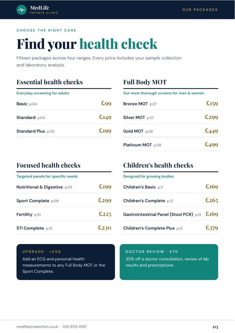MedLife Private Clinic: All packages and prices