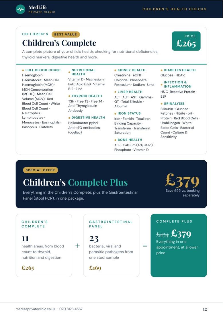 MedLife Private Clinic: Children's packages