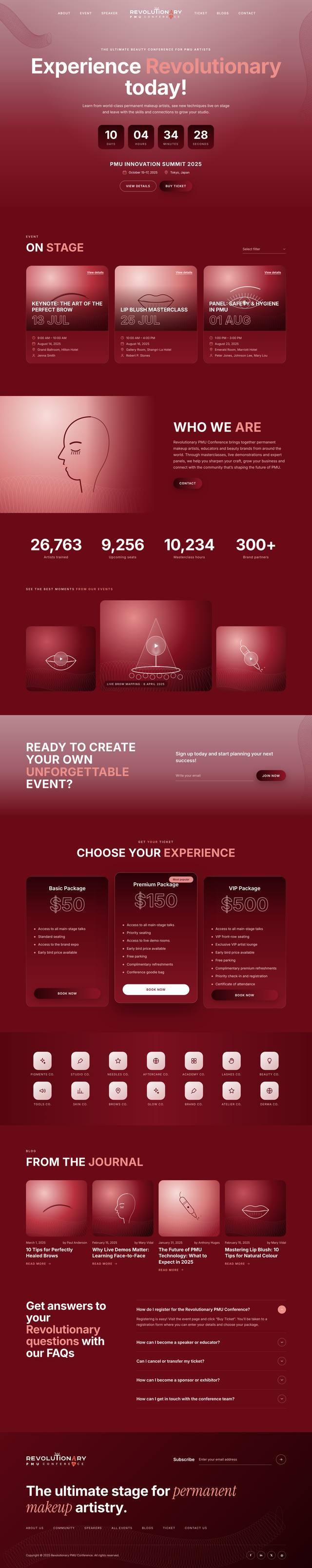 Revolutionary PMU Conference website: Home page, version B page design