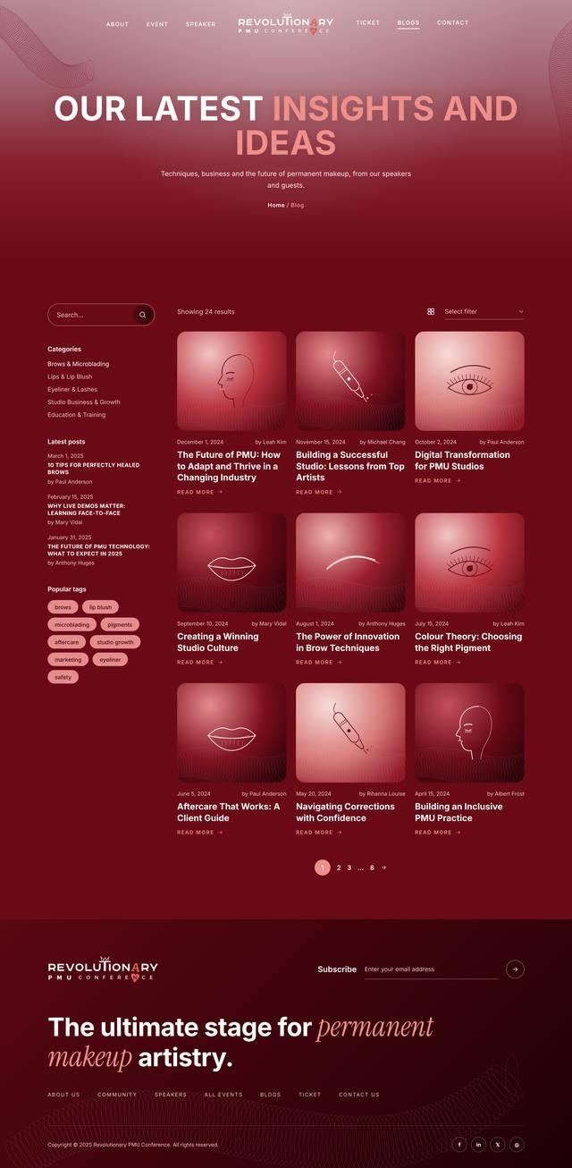 Revolutionary PMU Conference website: Blog page design
